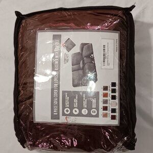 ULTICOR Reclining Love Seat with Middle Console Slipcover, 8-Piece Velvet